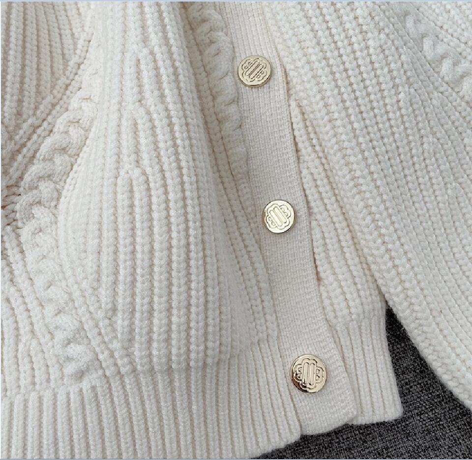 Spring New ma-j-e Side Metal Buckle Mixed Color Woven Pattern Underlay Knitted Sweater