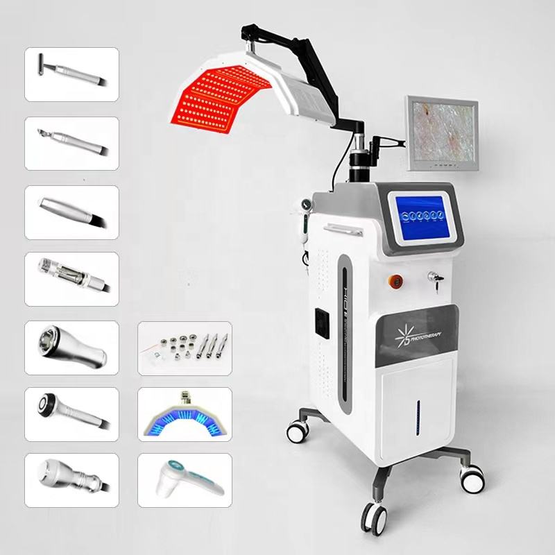 Multifunctional Skin Management Center PDT Skin Tightening Wrinkle Reduction Whitening Blackheads Removal 10 in 1 RF BIO Vacuum Dermabrasion Cool Hand
