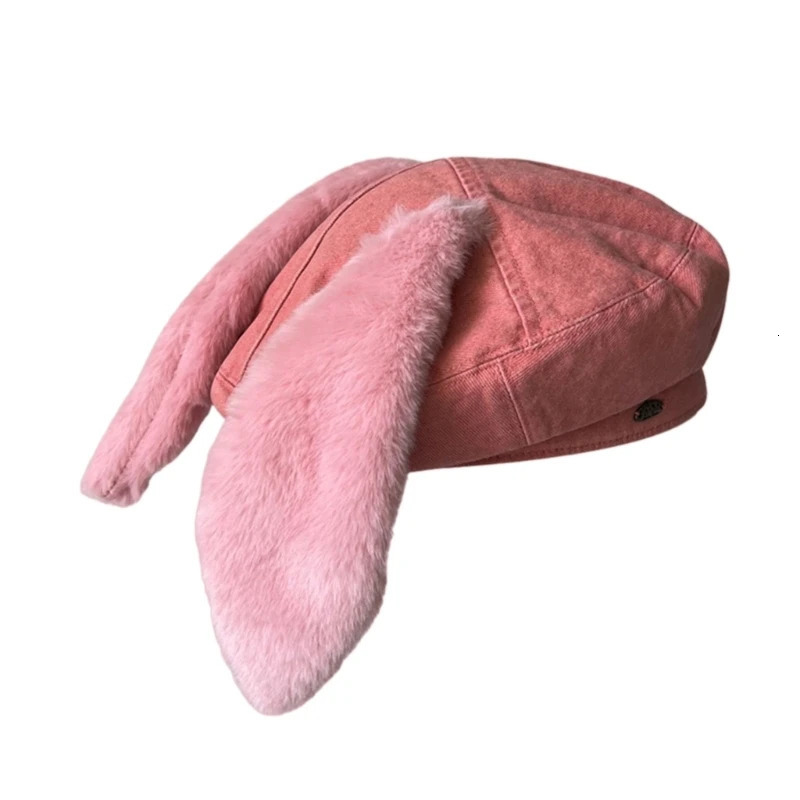 Berets Lovely Casual Y2k Girls Hat with Plush Autumn Woman French Hat 231018