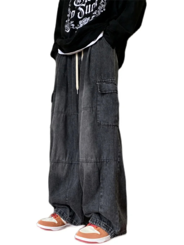 Mens Jeans Y2k Style Casual Hip Hop for Men Wide Leg Loose Straisht Cargo Trousers Harajuku Streetwear Fashion Pants Male 231018