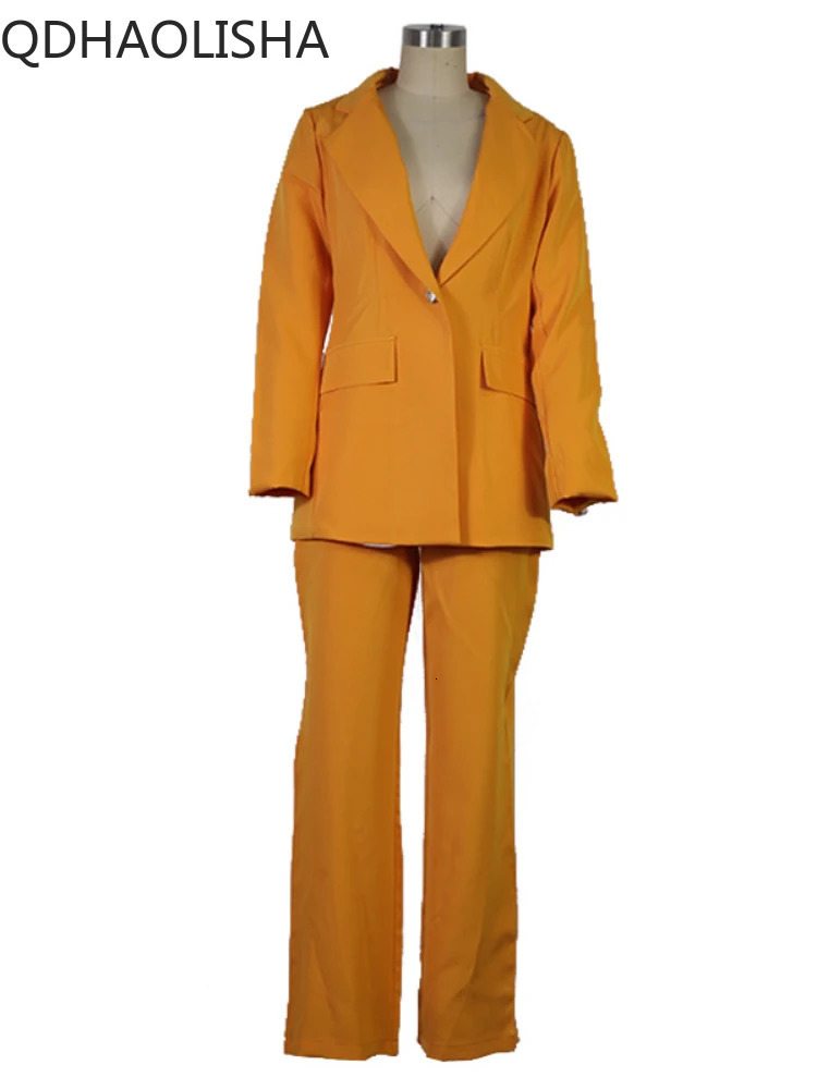 Womens Tracksuits Sets of Women 2 Pieces Elegant Autumer Suit Blazer and Pants Coat Solid Wide Leg Set Office Lady Fashion 231018