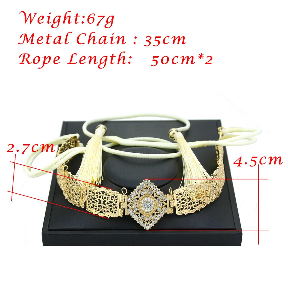Other Fashion Accessories Sunspicems Thin Women Hand Rope Belt Gold Color Crystal Morocco Waist Chain Belt Caftan Abaya Body Chain Arabic Bride Jewelr