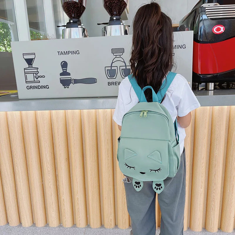 Backpacks INS Style Cute Candy Color Children's Backpack Boys And Girls School Bag Cat Smile Print Baby Bags Kids Accessories 231019