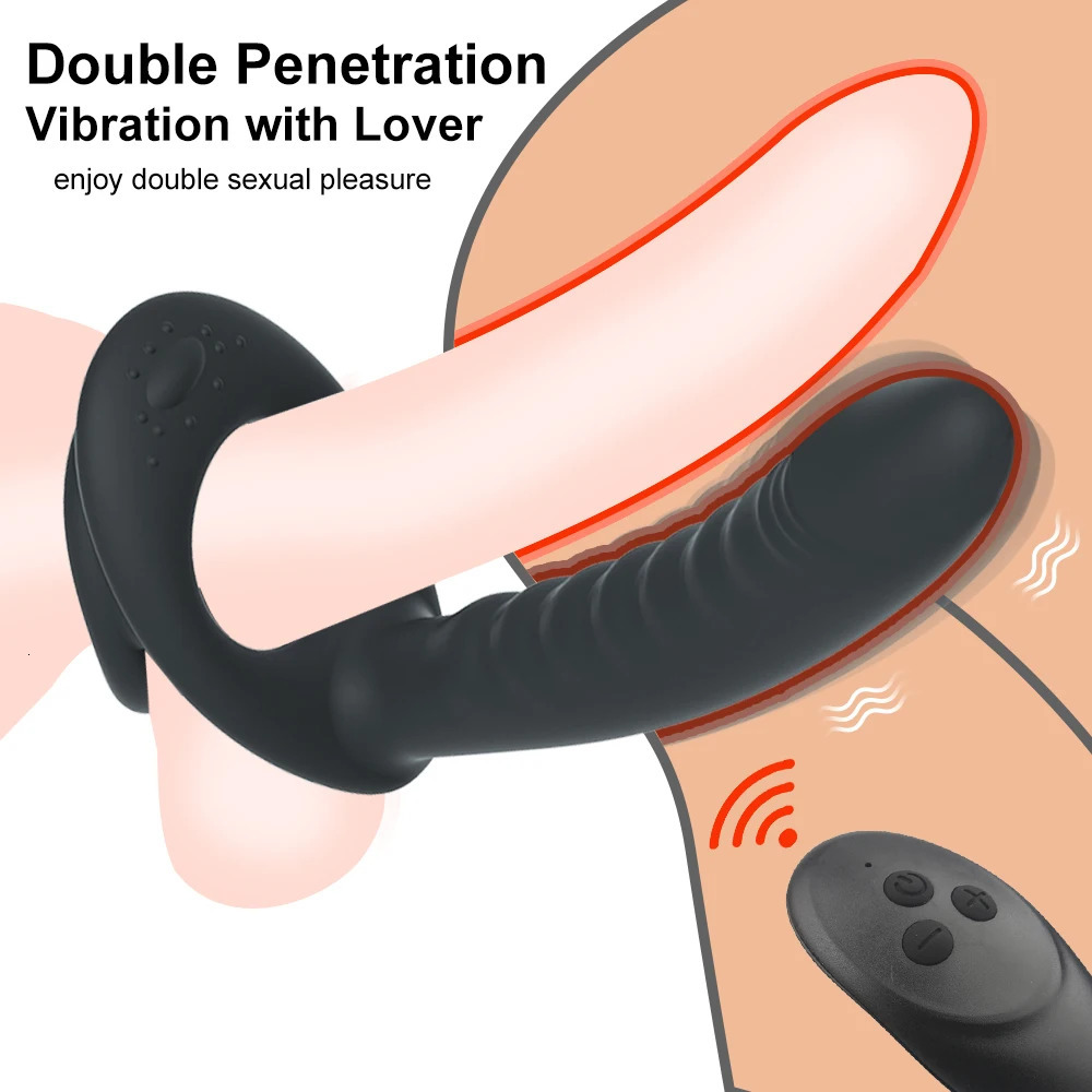 Vibrators 10 Frequency Double Penetration Anal Plug Dildo Butt Vibrator For Men Strap On Penis Vagina Adult Sex 231018