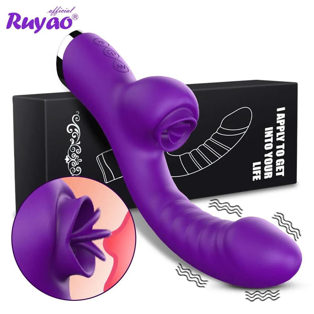 Vibrators Vibrator For Women 2 In 1 Licking Machine Clitoris Stimulator GSpot Powerful Vibro Dildo Wand Female Clit Sucker Adult Sex Toys 231018