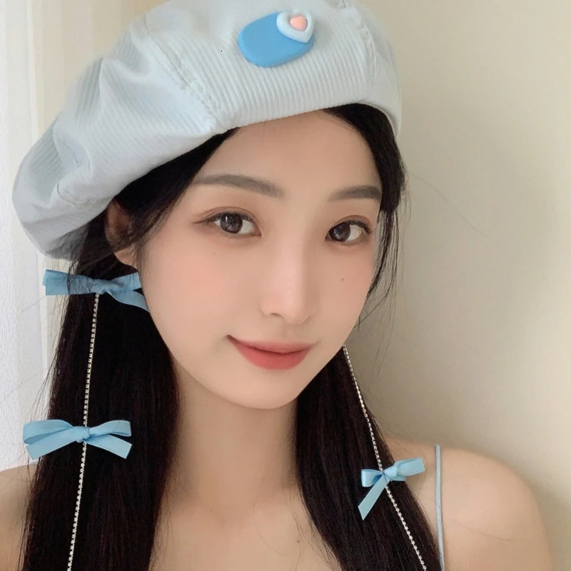 Berets Y2k Girl Lovely Candy Color Beret Hat Women Lightweight French Painter Hat Lady Spring Summer Outdoor Sunproof Cap Po Props 231018