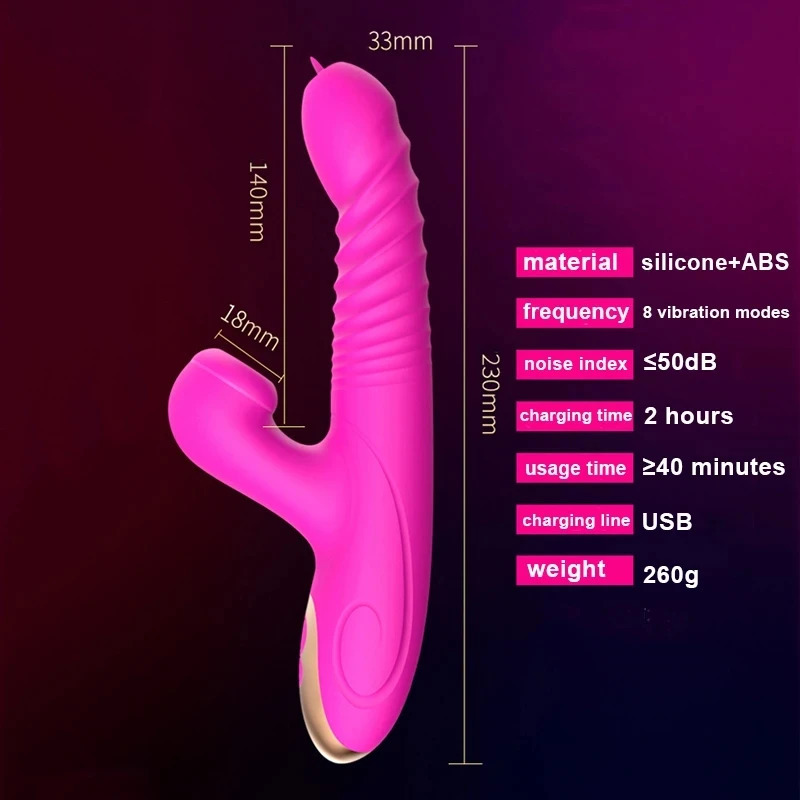 Vibrators Double Tongue Cunnilingus Vibrator Telescopic Rotating Dildo Heating Vagina Clitoris Stimulate Adult Sex Toys for Women 231018