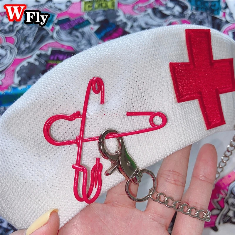 Berets Y2K Gothic Lolita Women Punk Cross pin Cap Beret Japanese Harajuku Girl Hip hop Cosplay Artist Hats beret cap Handmade 231018