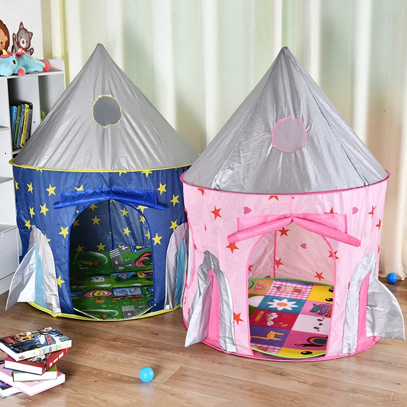 Toy Tents 3 in 1 Rocket Tent Portable Children's Tent Toys for Kids Spaceship Playpen for Children Crawling Tunnel Kids Toys Child Games 231019