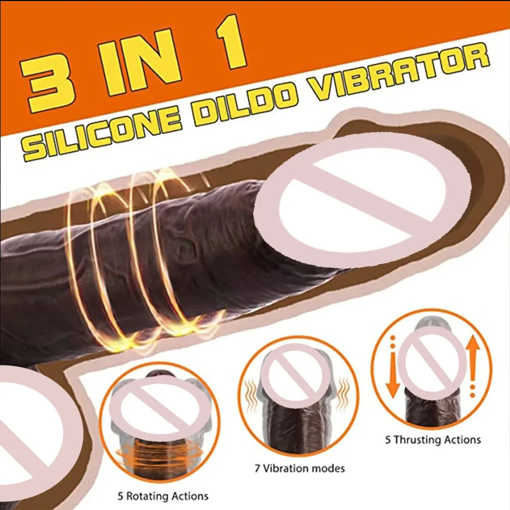 Vibrators App Thrusting Black Realistic Dildo Sex Toy Vibrator Women Telescopic Rotation Heating G Spot Clitoral Anal Stimulation Penis 231018