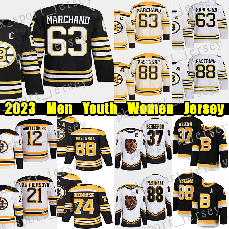 #88 David Pastrnak 100th Anniversary hockey jersey #63 Brad Marchand Patrice Bergeron Charlie McAvoy Jeremy Swayman Linus Ullmark Custom Men Youth Women jerseys