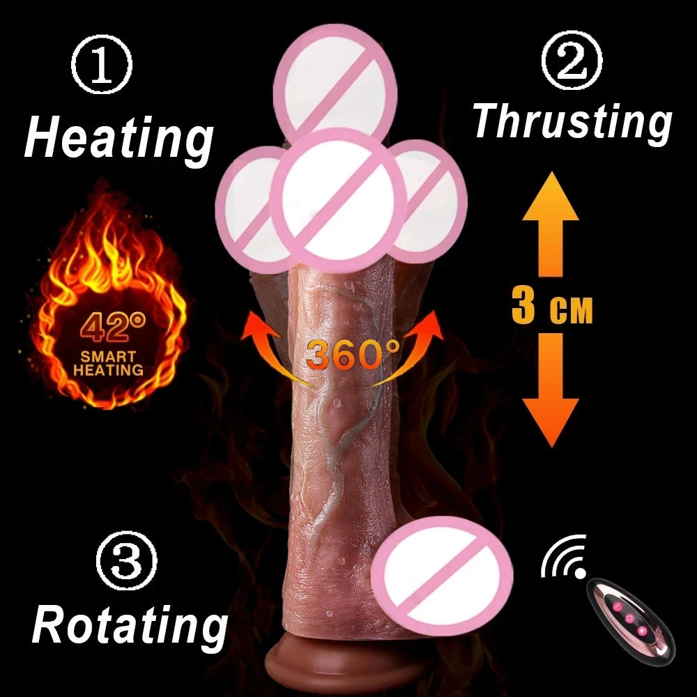 Vibrators Telescopic Rotation Vibrator Realistic dildo Sex Toys vibrator With Suction Cup Heating Penis Remote Control for Women 231018