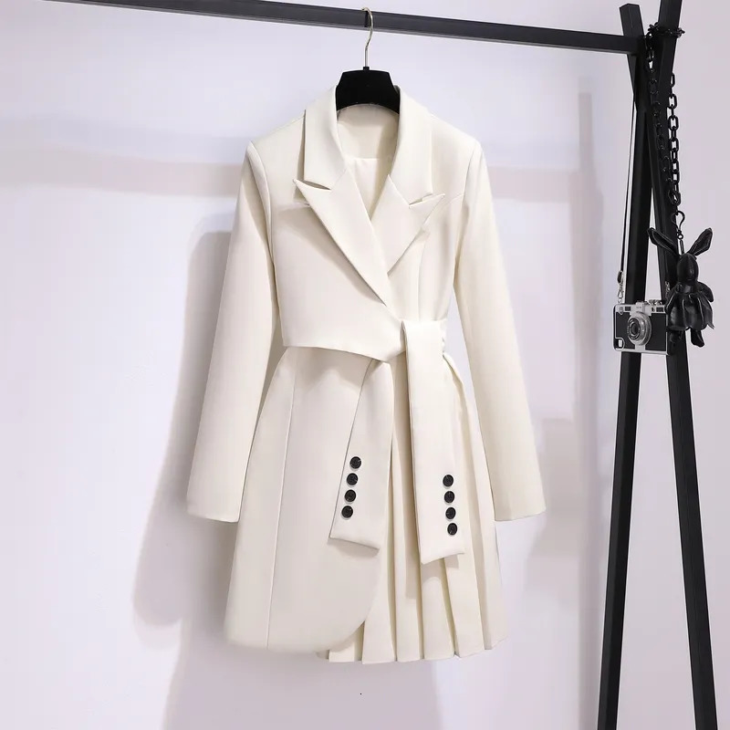 Women's Suits Blazers Blazer Women Spring Fashion Women Clothing Suit Skirt Jacket Belt Waist Slim Suit Women Blazer Long Coat Black Blazers 2310