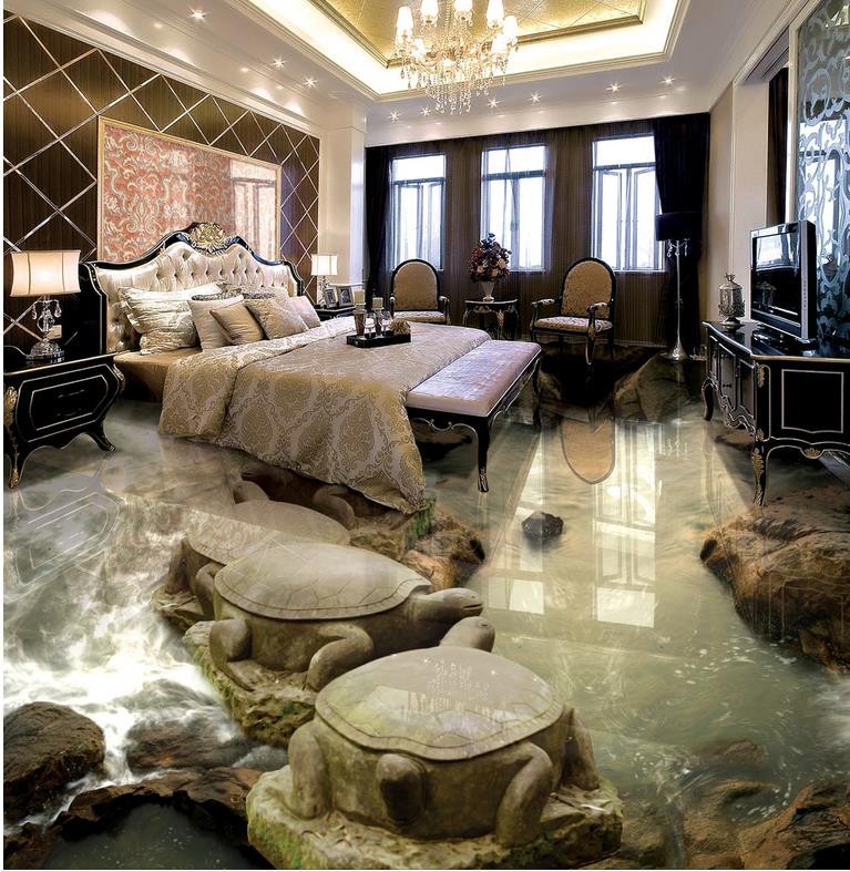 Home Decoration Custom Photo self-adhesive 3D floor PVC waterproof floor 3D wall murals wallpaper floor