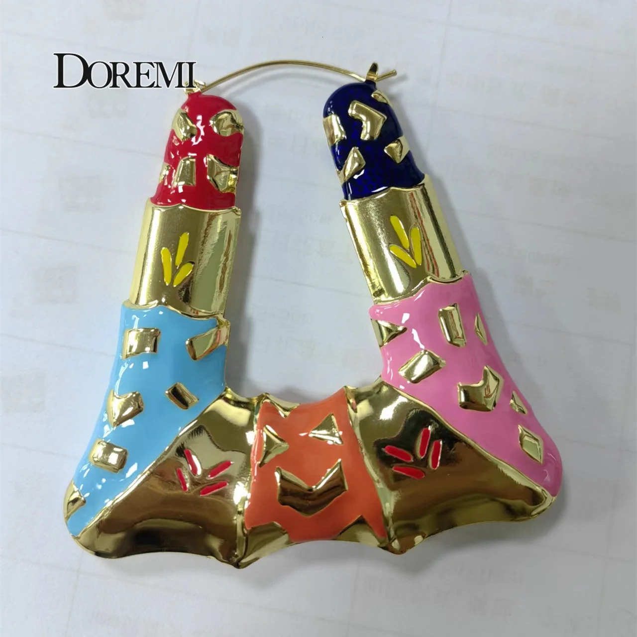Hoop Huggie DOREMI Enamel Colorful Multishape Bamboo Earrings Hiphop Customize Color Earring Bamboo Style Custom Earrings for Women Gifts 231018
