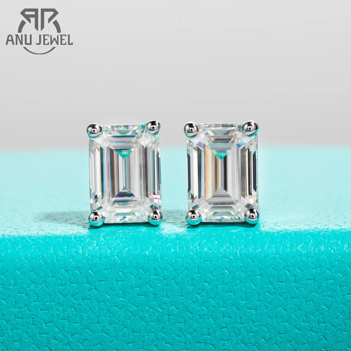 Stud AnuJewel 10k Gold Post 4/2/1ct Total Emerald Stud Earrings Gold Anti-allergy Post Eearrings Jewelry Wholesale 231018