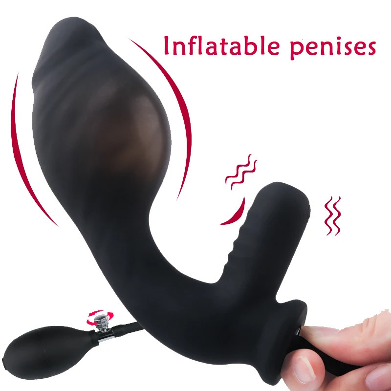 Vibrators 10 Modes Inflatable Dildo Vibrator Huge Big Anal Plug Pussy Pump Dilator Expandable Butt Sex Toys 231018