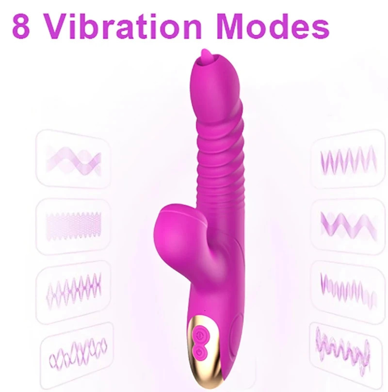 Vibrators Double Tongue Cunnilingus Vibrator Telescopic Rotating Dildo Heating Vagina Clitoris Stimulate Adult Sex Toys for Women 231018