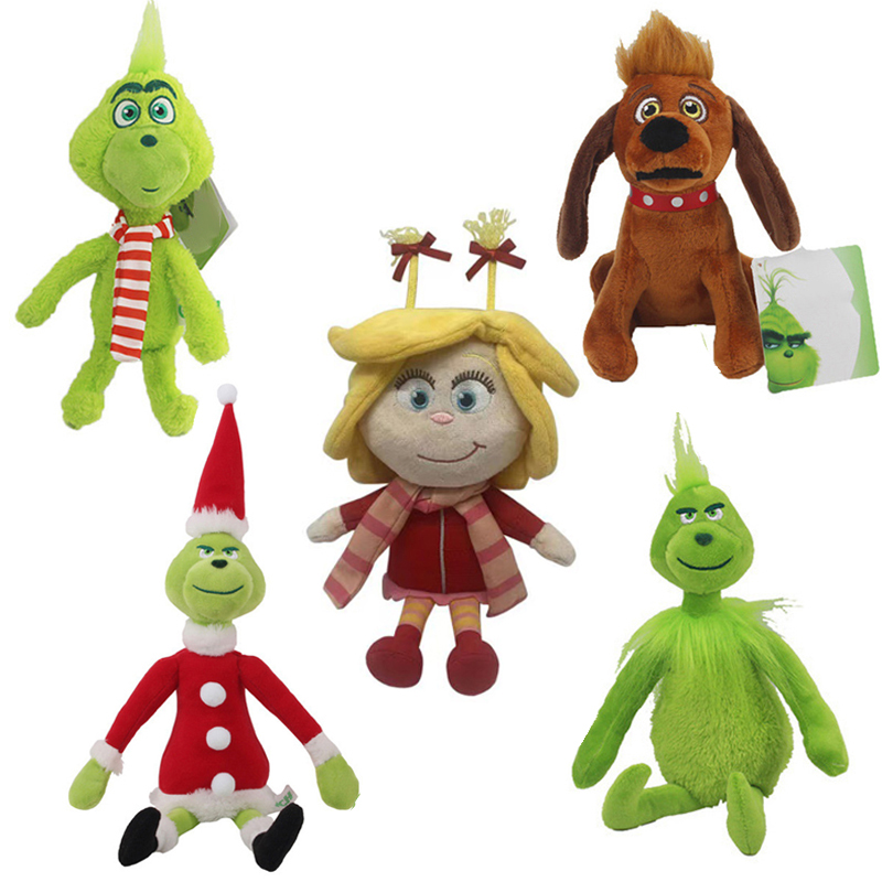 Christmas Decorations Grinch Animal Plush Toys Cute Green Monster Cartoon Doll Kids Funny Toy Xmas Gifts