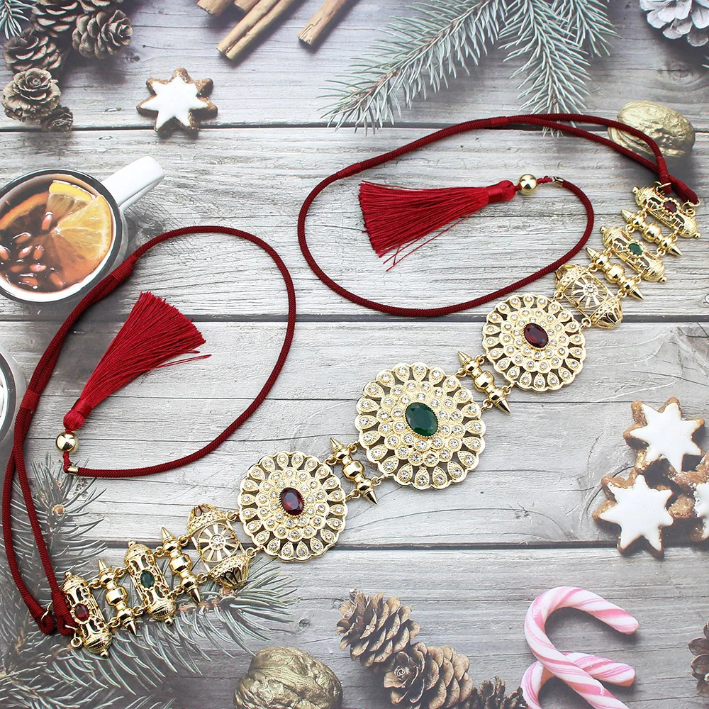 Other Fashion Accessories Sunspicems Morocco Rope Belt Women Handicraft Jewelry Gold Color Round Waist Chain Caftan Belt Arabic Bride Wedding Bijoux 2