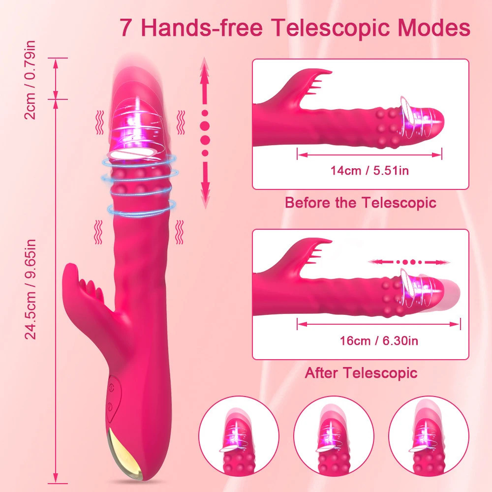 Vibrators Rabbit Vibrator for Women Vagina GSpot Clitoris Stimulator Thrusting Telescopic Rotating Dildo Vibrating Sex Toys Adult 231018