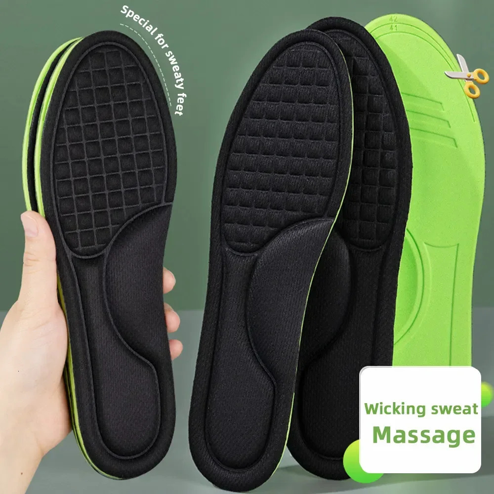 Shoe Parts Accessories 15pairs Massage Memory Foam Insoles For Sport Running Shoes Sole Breathable Cushion Pads Nano deodorization Feet 231019
