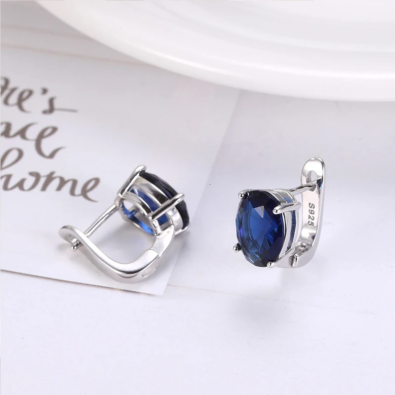 Ear Cuff Sapphire Gemstone S925 Sterling Silver Clip Earrings Women's Fine Jewelry Blue White Lab Diamond Wedding Engagement Earrings 231018