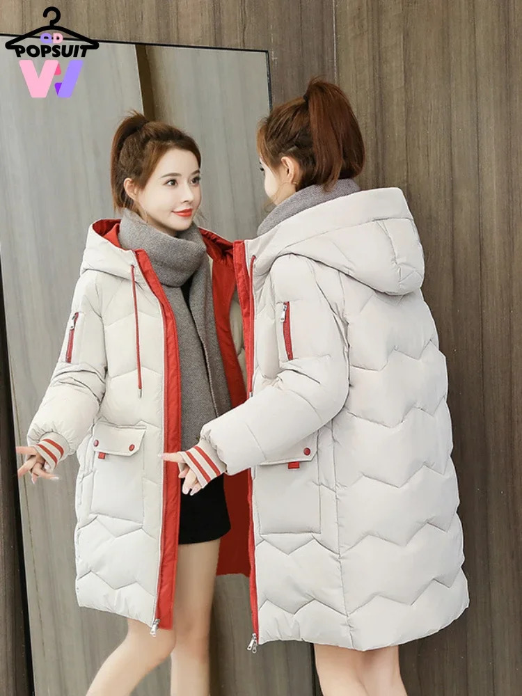 Women's Down Parkas in Winter Women Jackets Coats Casual Long Parka Cotton Turtleneck Hooded Cuffs Closing Windproof Travelling 231018