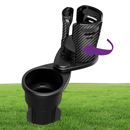 Drink Holder Dual Car Cup 2 In 1 Expander Adjustable 360 Degrees Rotating Nonslip Bottom Stable