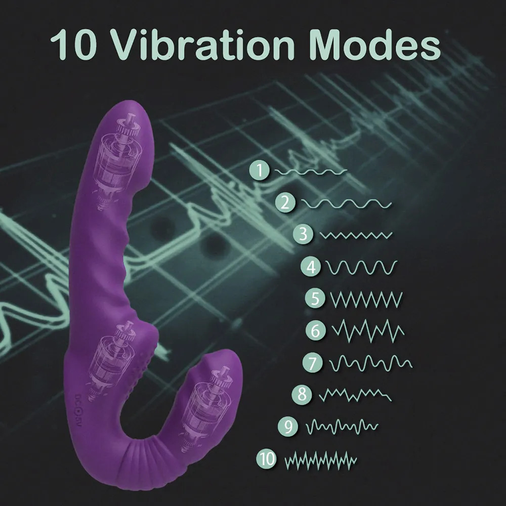 Vibrators Strapless Strapon Dildo Vibrator with Remote Control for Women Lesbian Couples GSpot DoubleEnded Adult Sex Toys 10 Modes 231018