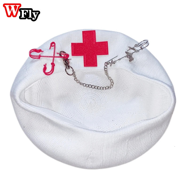 Berets Y2K Gothic Lolita Women Punk Cross pin Cap Beret Japanese Harajuku Girl Hip hop Cosplay Artist Hats beret cap Handmade 231018