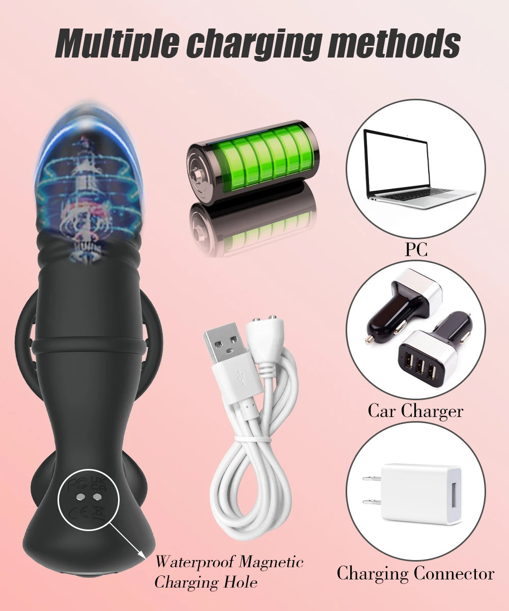 Vibrators Male Thrusting Telescopic Prostate Massager Vibrator for Men Gay Anal Plugs Penis Ring Remote Control Butt Plug Dildos Sex Toys 231018