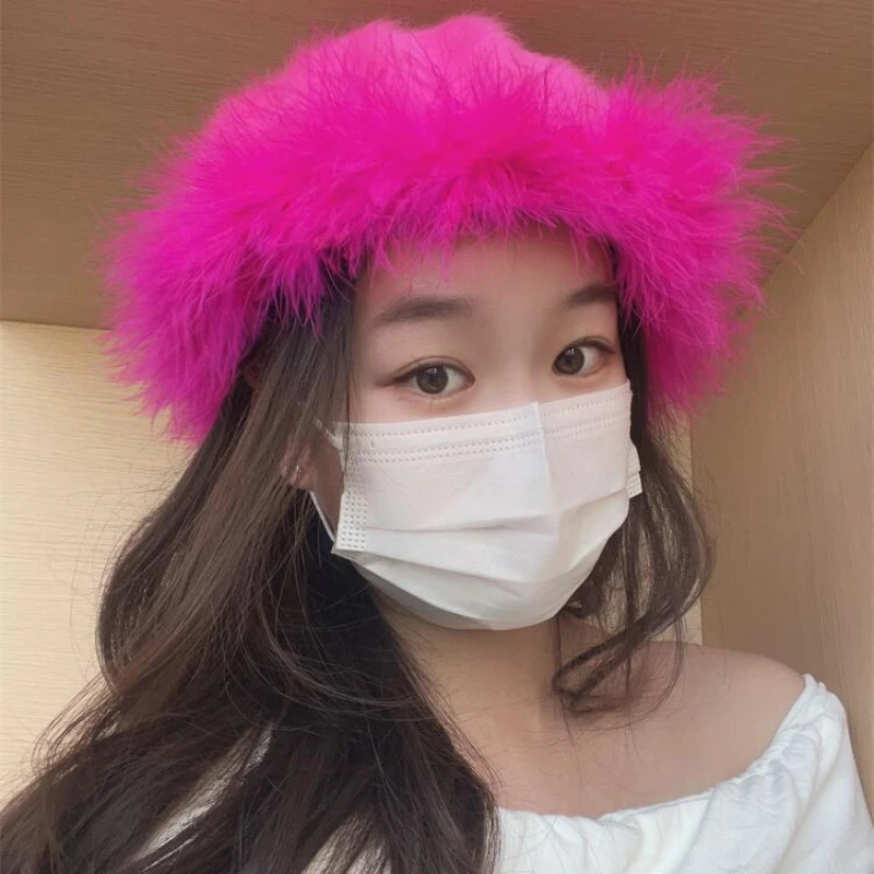 Berets Y2K Ambient Trend Cap Rabbit Fur Plush Beret Hats for Women Autumn Winter Version of The Japanese Painter Hat Sombreros De Mujer 231018