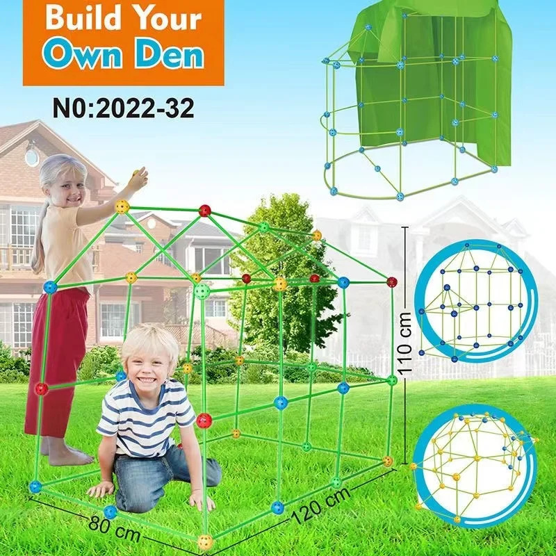 Toy Tents DIY tent Kids Construction Fort Toys Building Castles Tunnels Tents Kit 3D Play House Building Toys For XMAS Gift Building Block 231019