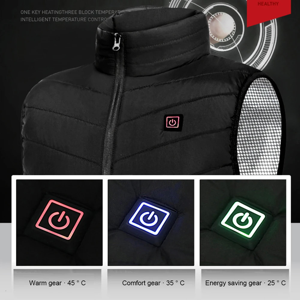 Mens Vests Electric Heated 9 Areas Zones Vest Jackets Sportswear Coat Graphene Heat USB Heating Jacket For Camping 231019