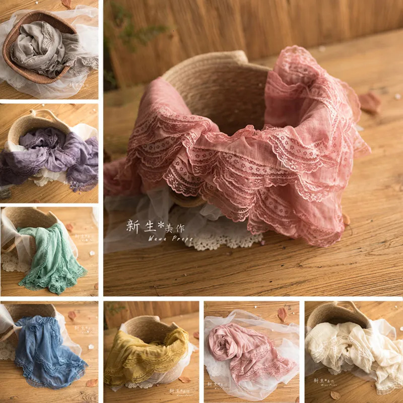 Hair Accessories born Pography Props Wrap Soft Lace Blanket Stuffer Baby Girl Po Flokati Posing Prop 180x95cm 231019