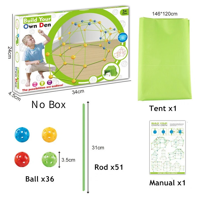 Toy Tents DIY tent Kids Construction Fort Toys Building Castles Tunnels Tents Kit 3D Play House Building Toys For XMAS Gift Building Block 231019