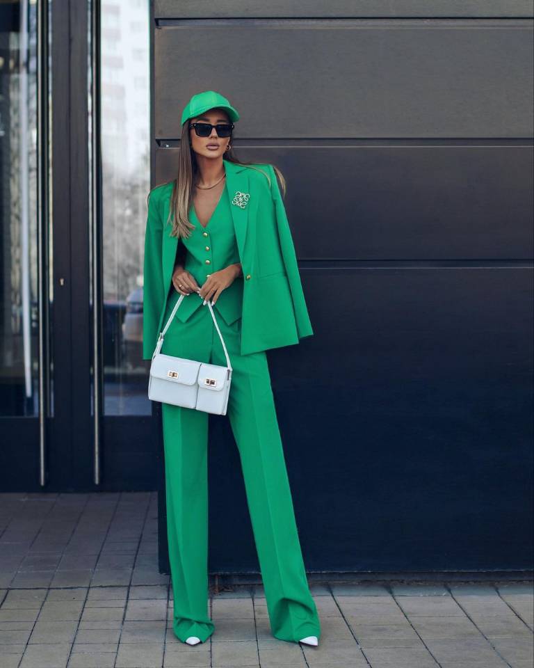 Fashion Green Mother of the Bride Suits 3 Pieces Women Ladies Evening Party Tuxedos Formal Work Wear For Wedding