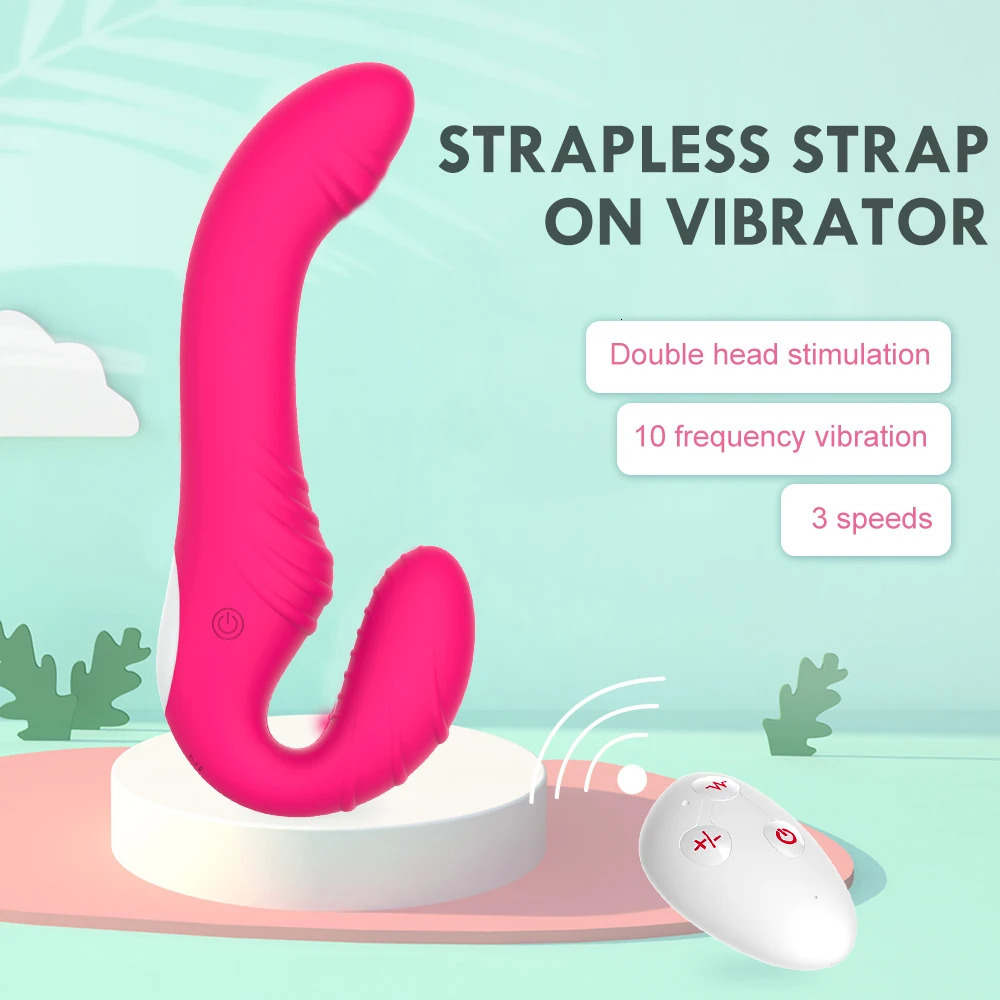 Vibrators 10 Speeds Strapless Strapon Anal Prostate Massager Dildo Vibrator Female Double Vibrating G Spot Adult Sex Toys for Women Couple 231018