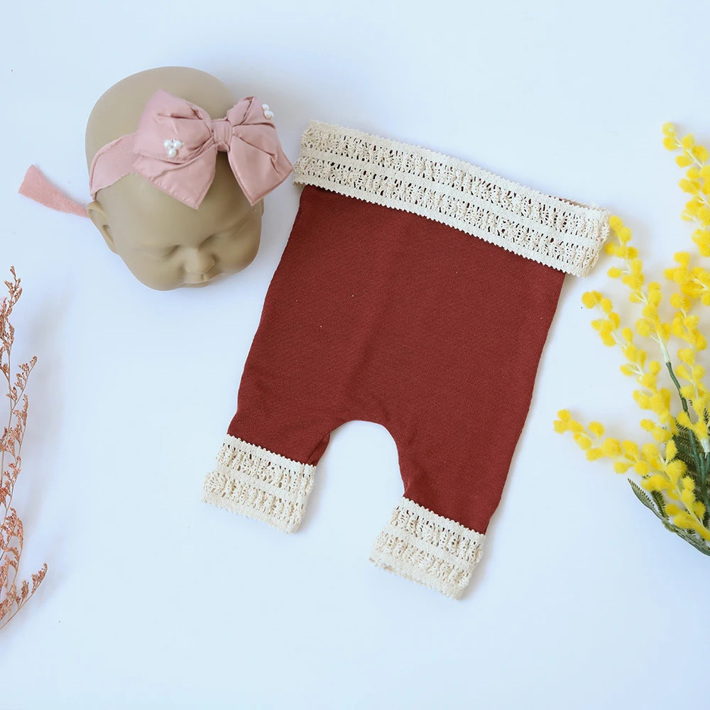 Hair Accessories born Pography Props Baby Girl Clothes Halo Flower Headbands Lace Outfit Romper Bebe Poshoot Ching Set 231019