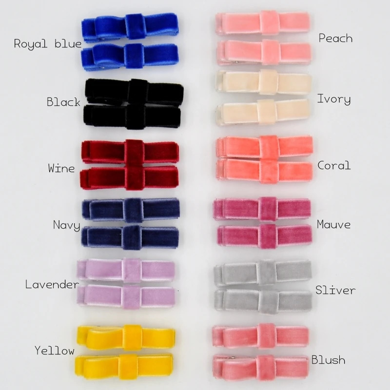 Hair Accessories 24PcsLot Velvet Baby Hairclips Handmade Ribbon Bow Hairpins Toddler Girls Accessory 231019