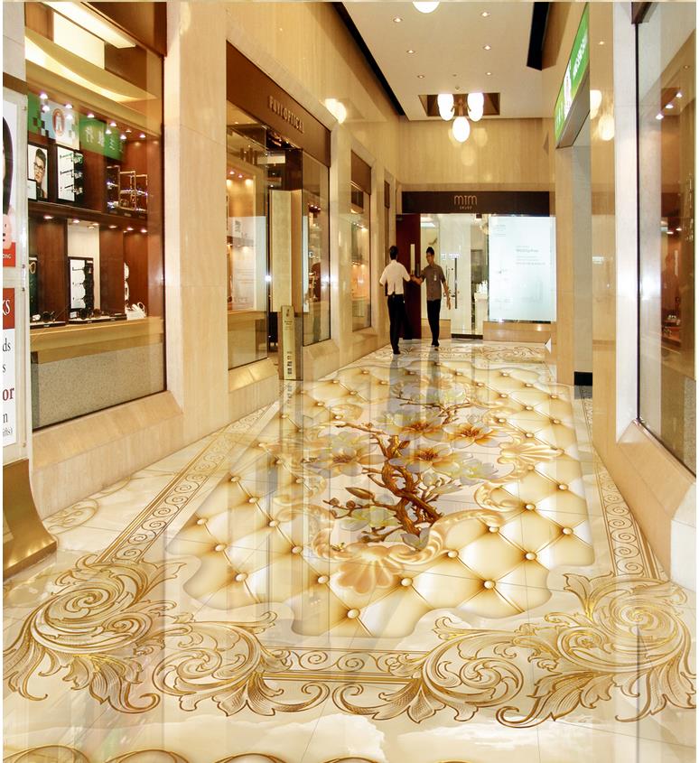 3d flooring Marble Rose Lace 3D Floor pvc self-adhesive wallpaper 3d floor painting wallpaper