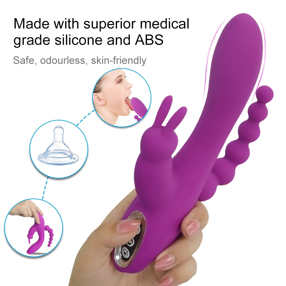 Vibrators 3 in 1 G Spotter Rabbit Anal Dildo Vibrator Sex Toy for Woman Adult with10 Vibrating Modes Waterproof Clitoris Massage Stimulato 231018