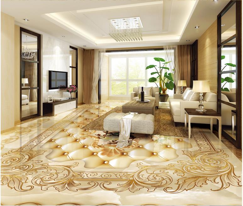 3d flooring Marble Rose Lace 3D Floor pvc self-adhesive wallpaper 3d floor painting wallpaper