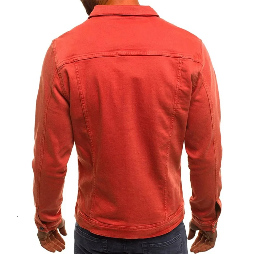 Mens Jackets Classic Slim Fit Men Denim Fashion Casual Jeans Coat Streetwear Turndown Collar Single Breasted Pockets Solid Outwear 231018