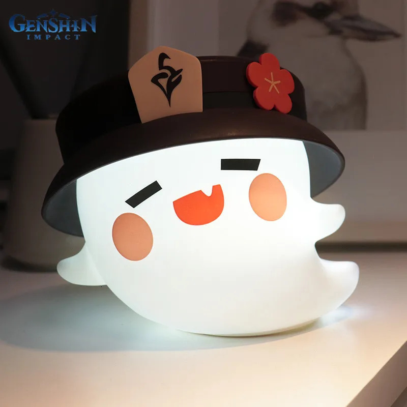 Arts and Crafts Anime Genshin Impact Night Light Hu Tao Model Dolls Figurine Game Cosplay Ghost Silicone Figures Led Table Lamp Home Decor Toy G 23101