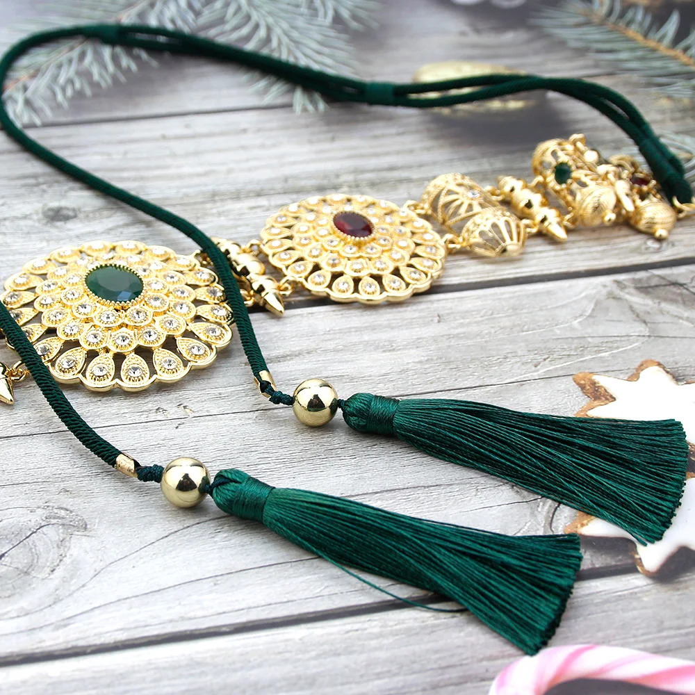 Other Fashion Accessories Sunspicems Morocco Rope Belt Women Handicraft Jewelry Gold Color Round Waist Chain Caftan Belt Arabic Bride Wedding Bijoux 2