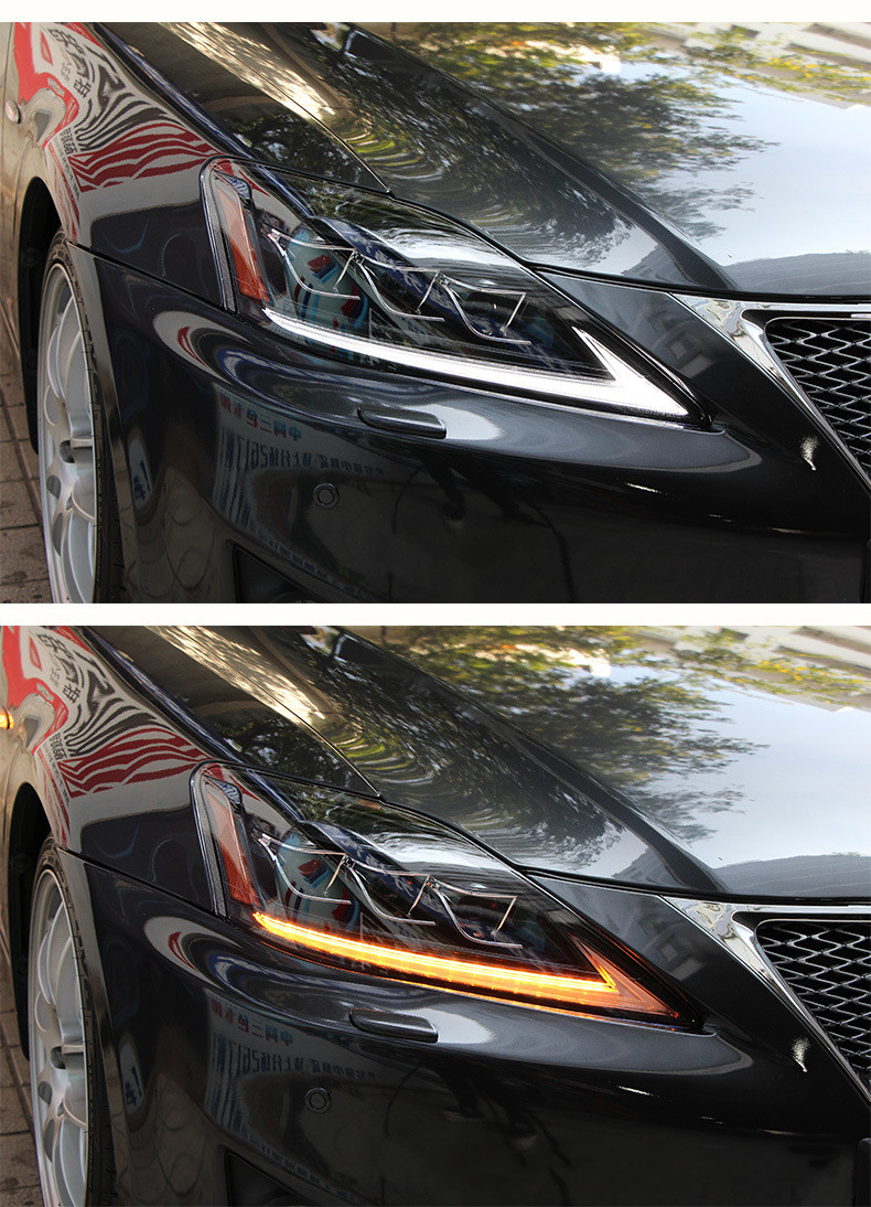 Full LED Light Streamer Steering Headlight Assembly for Lexus IS250 IS300 2006-2012 LED Daytime Running Lights