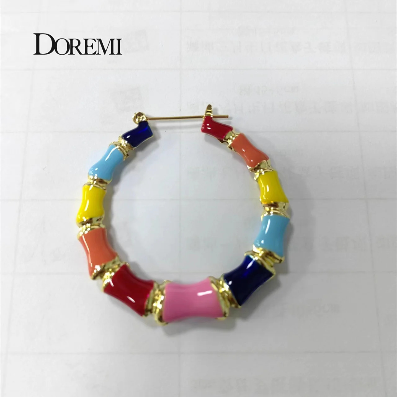 Hoop Huggie DOREMI Enamel Colorful Multishape Bamboo Earrings Hiphop Customize Color Earring Bamboo Style Custom Earrings for Women Gifts 231018