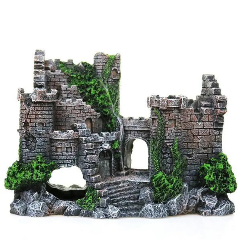 Decorations Creative Castle Shape Fish Tank Ornaments Decoration Landscaping Resin Rockery Aquarium Resin Rockery Home Craft Ornaments D9262 231019